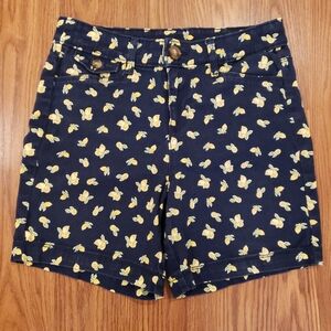 Charter Club Petite Lemon Print Stretch Shorts Navy Blue size 2P